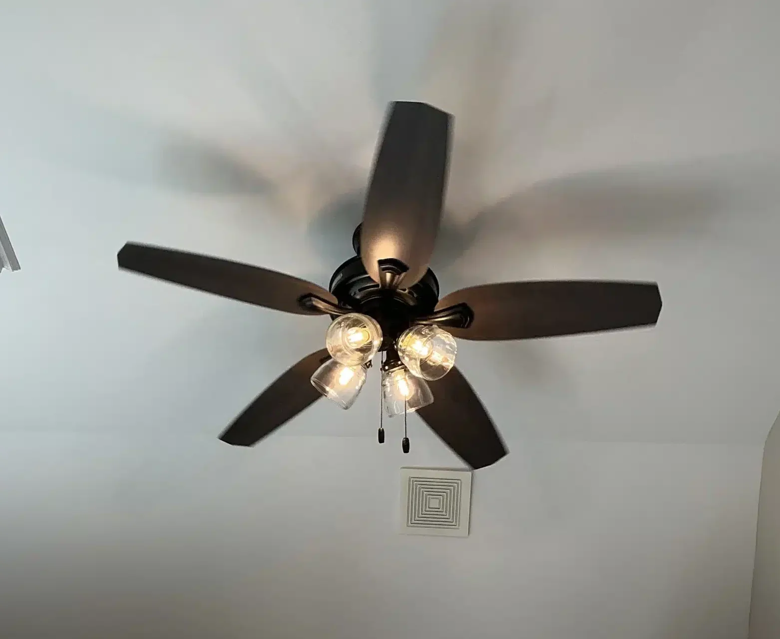 Ceiling fan installation by licensed electrician