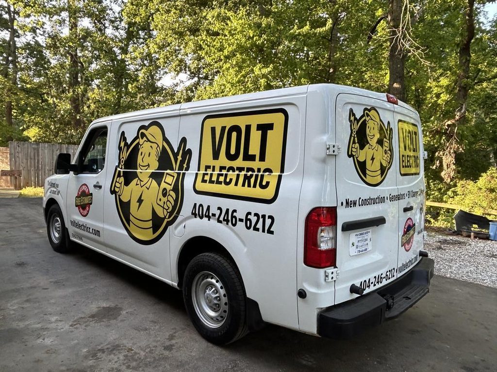 Volt Electric service van parked in a driveway, local electrician near me in Lithia Springs GA